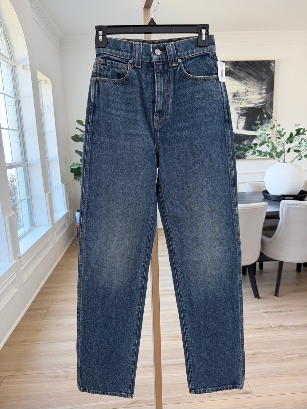 KHAITE Albi High-Rise Straight Leg Jeans Blue Size 25 NWT